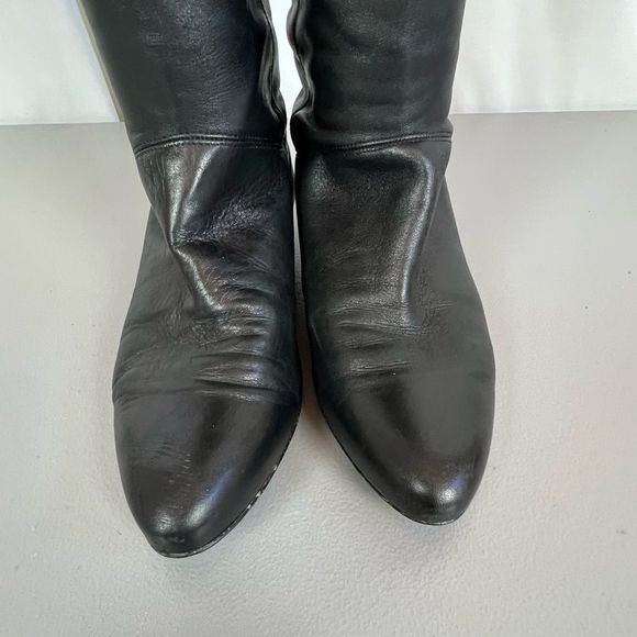 POUR LA VICTORIE WOMENS KNEE HIGH LEATHER BOOTS BLACK SIZE 8 - Picture 7 of 8
